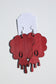 Red Afro Wooden Earrings