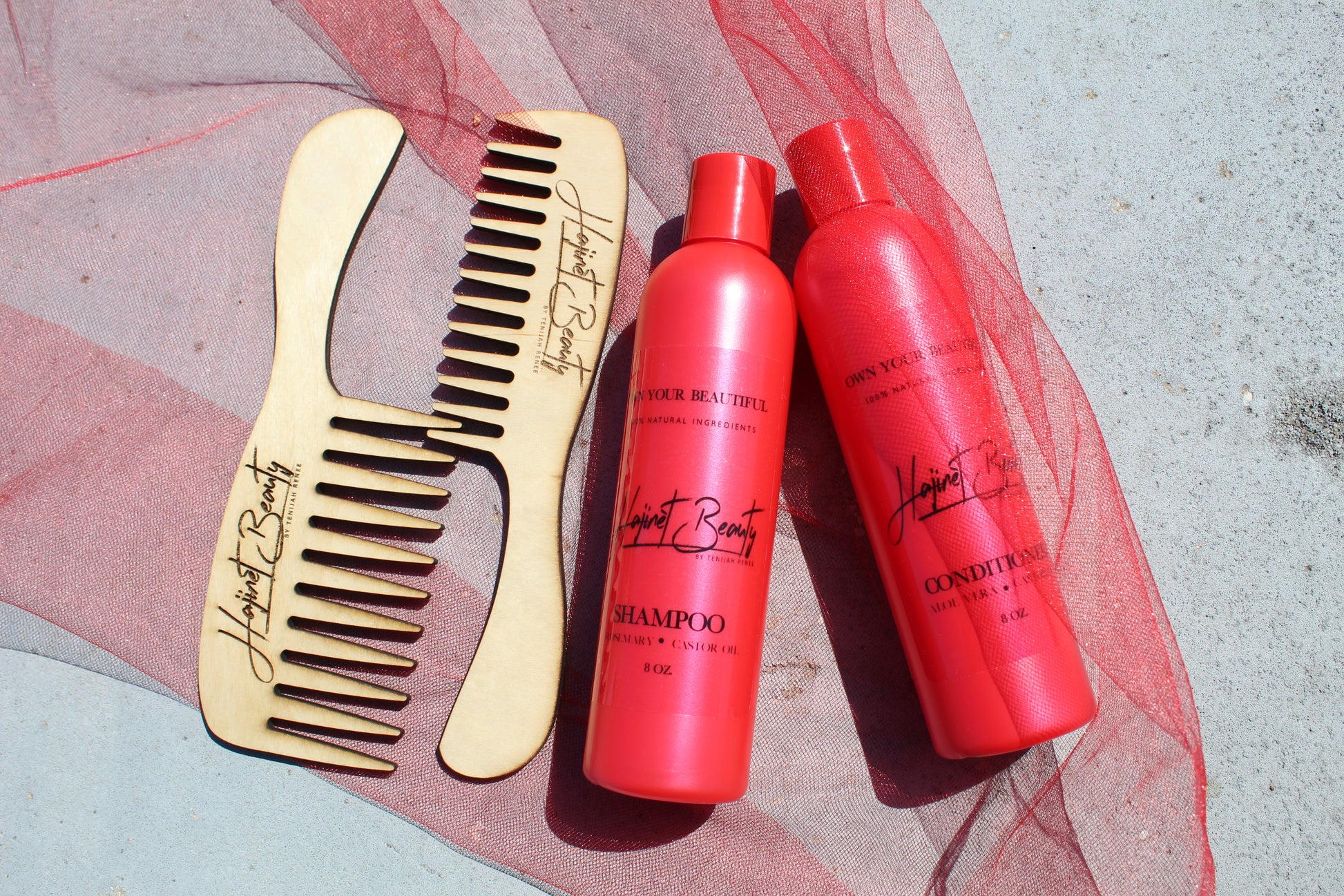 Rosemary Shampoo & Aloe Vera Conditioner and Wooden Conditioning Comb set